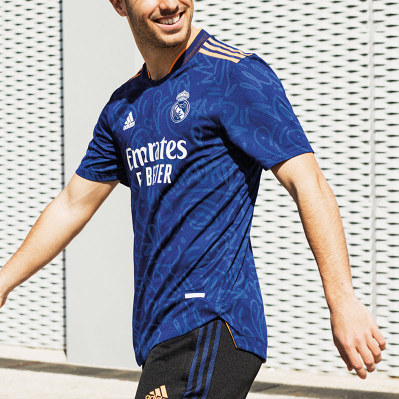 adidas Real Madrid Away Player Edition Soccer/Football Sports Short Sleeve Jersey Blue GM6775
