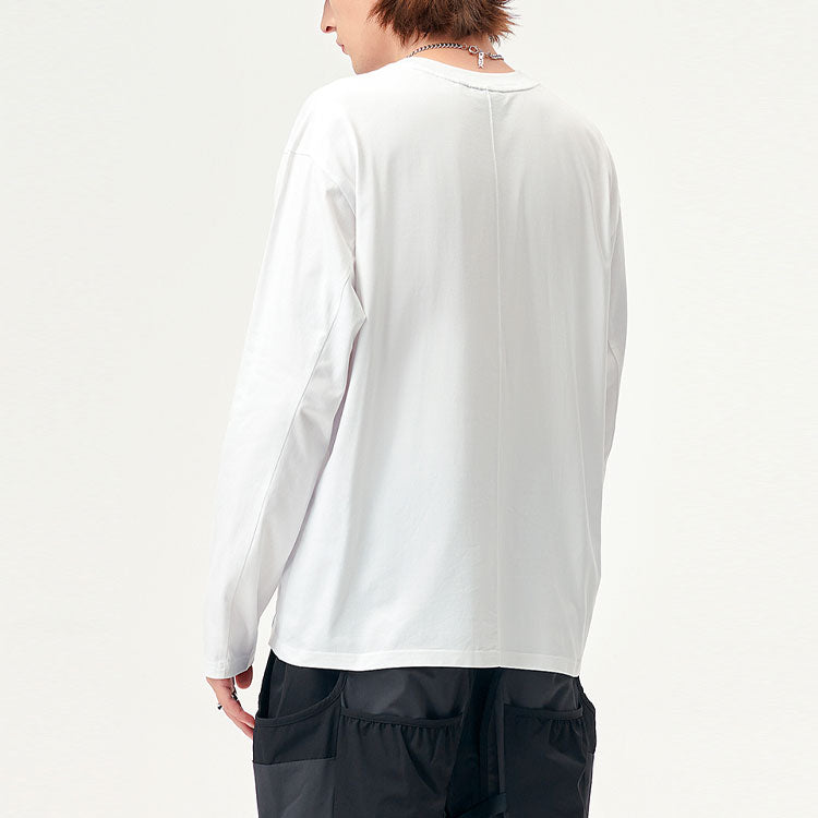 FILA FUSION Printing Sports Loose Long Sleeves Couple Style White T11U136201F-WT