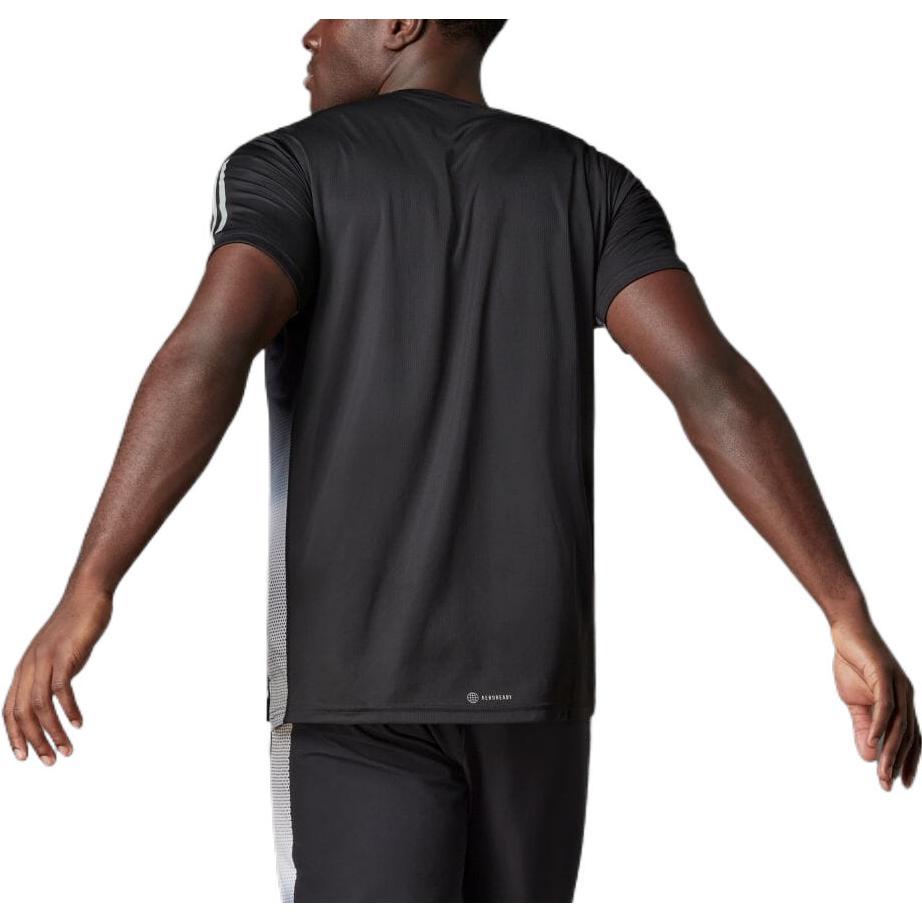 Men's adidas Stripe Logo Printing Reflective Strip Detail Round Neck Short Sleeve Japanese Version Black T-Shirt HB9159