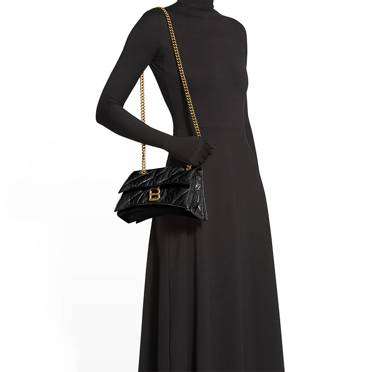 (WMNS) Balenciaga Crush Small Chain Bag Quilted 'Black' 716351210J11000