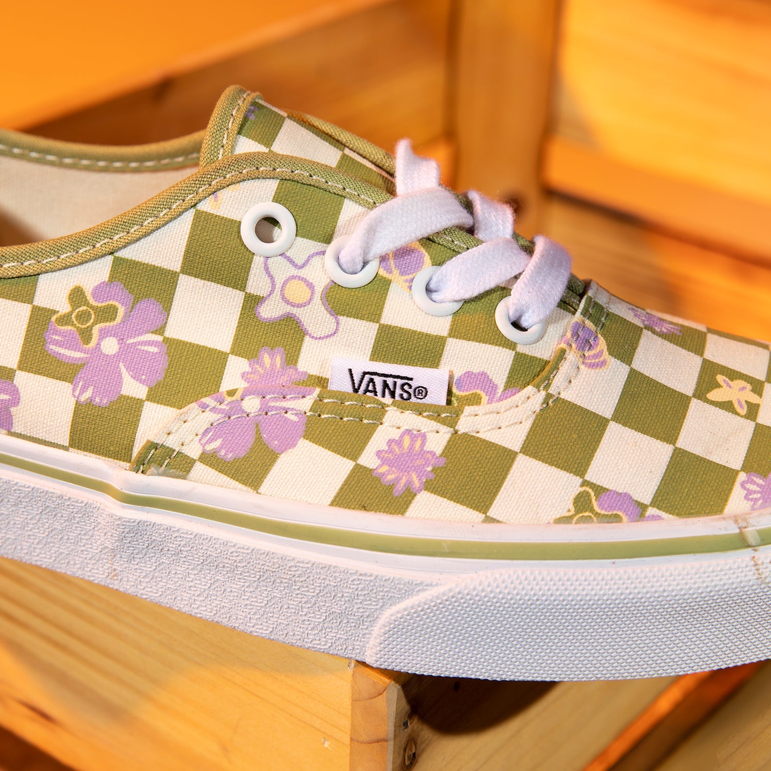 Vans Wallpaper Authentic Checkered Floral 'Green White' VN0A5KS9CCF