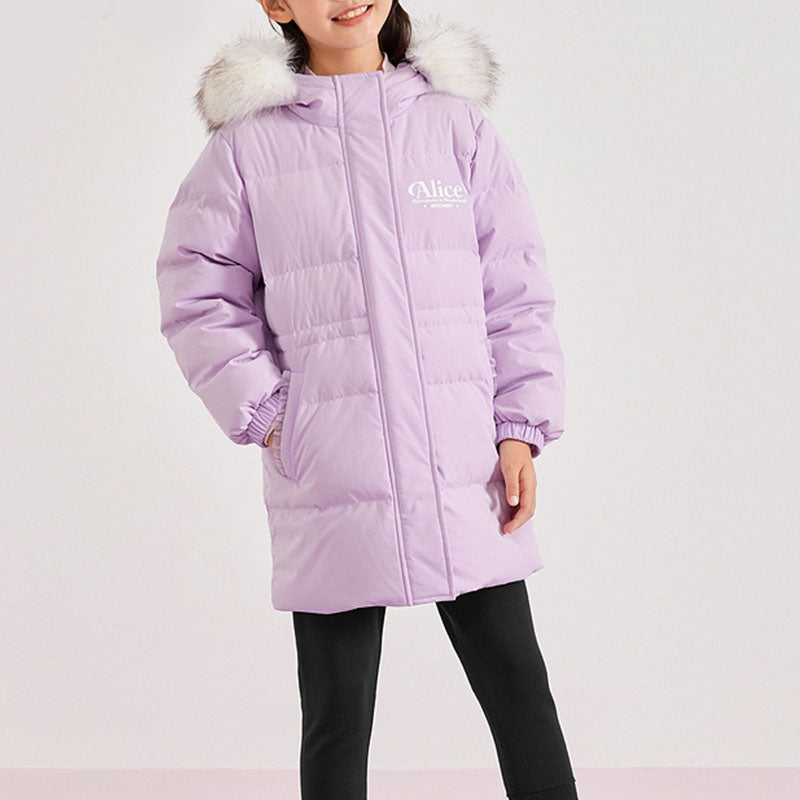 (GS) Skechers Letter Printed Down Jacket 'White Purple Navy Pink' L321G125