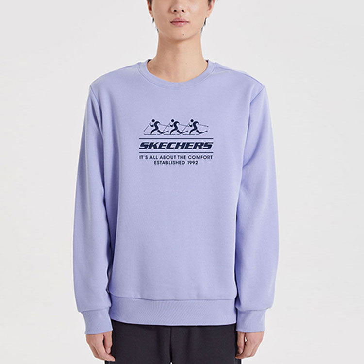 Skechers Logo Printed Crew Sweater 'Black Grey White Purple' L422U233