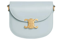 CELINE Triomphe Cow Leather Crossbody Bag, Shoulder Bag Women's Soft Blue