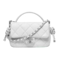 CHANEL Leather Shoulder Bag Crossbody Bag Handbag Mini Women's White