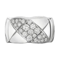 CHANEL 18k White Gold Diamonds Rings Unisex Silver