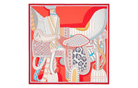 HERMES Silk Scarves Women's Garnet Red
