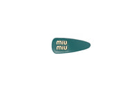 MIU MIU Leather Hair Clips Women's Lagoon Blue