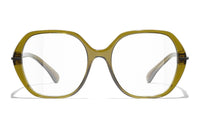 CHANEL Acetate Irregular Shape Eyeglass Frames Women's Green