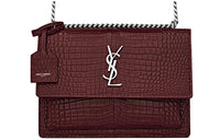 SAINT LAURENT Leather Sunset Bag Chain Bag Crossbody Bag Shoulder Bag Women's Dark Red