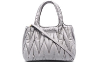 MIU MIU Leather Shoulder Bag Crossbody Bag Handbag Women's Silver