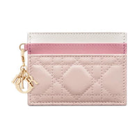DIOR Lady Dior Lambskin Card Holder Regular Women's Pink