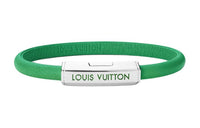 LOUIS VUITTON Metal Leather Enamel Wristbands Men's Green