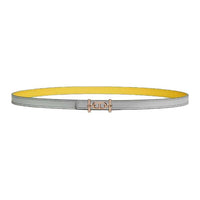 HERMES Calfskin Leather Belts Women's Yellow/Gray Width 1.3CM
