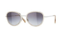 CHANEL Metal Rhinestone Irregular Shape Sunglasses Women's Silver