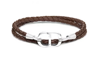 DIOR Cow Leather Brass Bracelets Unisex Brown
