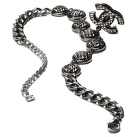 CHANEL Metal Glass Necklaces Unisex Black