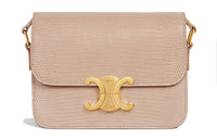 CELINE Triomphe Lizard Leather Shoulder Bag Crossbody Bag Women's Light Pink