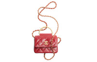 CHANEL Lambskin Shoulder Bag Crossbody Bag Handbag Women's Red