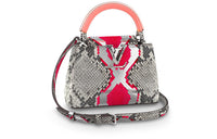 LOUIS VUITTON Capucines Python Skin Shoulder Bag Crossbody Bag Handbag Mini Women's Silver/Red