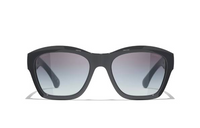 CHANEL Acetate Irregular Shape Sunglasses Men's Black