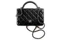 CHANEL Wallet On Chain With Handle Lambskin & Gold Black Black