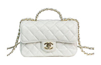 CHANEL Lambskin Snow White Chain Bag Shoulder Bag Crossbody Bag Mini Women's White