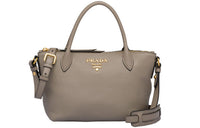 PRADA Cow Leather Portable Crossbody Bag Shoulder Bag Women's Gray