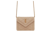 SAINT LAURENT GABY Lambskin Envelope Bag Shoulder Bag Crossbody Bag Extra Mini Women's Dark Beige