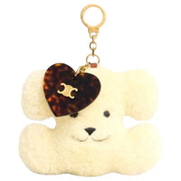 CELINE Shearling Acetate Shearling Keychains Unisex Yellow