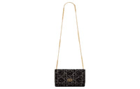DIOR Caro Embroidery One Shoulder Crossbody Clutch Women's Black