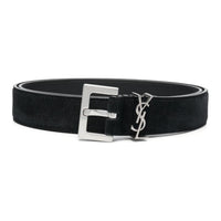 SAINT LAURENT Logo Plaque Buckled Belt