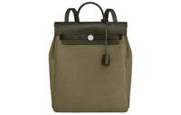 HERMES Herbag Zip Canvas With Hunter Cow Leather Portable Backpack Regular Unisex Olive Green/Khaki