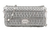 MIU MIU Leather Chain Bag, Handbag, Shoulder Bag, Crossbody Bag Women's Silver