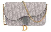 DIOR Oblique Print Fabric One Shoulder Crossbody Clutches Women's Gray