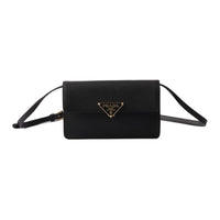 PRADA Saffiano Cow Leather Crossbody Bag, Shoulder Bag Mini Women's Black