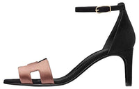 HERMES Premiere 70 Strap Sandals Women's Black Pink