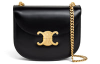 CELINE Triomphe Shiny Calfskin Crossbody Bag Shoulder Bag Women's Black