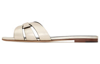 SAINT LAURENT Tribute Abrasion Resistant Slide Slippers Women's Light Gold