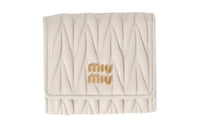 MIU MIU Leather Wallet Trumpets Women's White