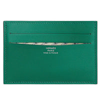 HERMES Citizen Twill Swift Calfskin Card Holder Women's Green