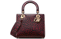 DIOR Cow Leather Handbag Regular Women's Navy/Red