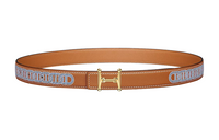 HERMES Logo Printed Pattern Decoration Smooth Buckle Leather Belts Women's Brown Width: 2.4cm