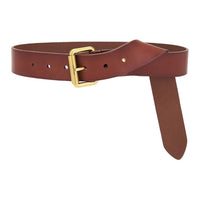 SAINT LAURENT Leather Metal Leather Belts Women's Brown Width  3CM