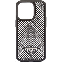 PRADA Leather Material Crystal Setting Phone Cases Compatible With IPhone 14 Pro Max Western