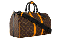 LOUIS VUITTON Keepall Coated Canvas With Cow Leather Monkey Bag Handbag Travel Bag Men's