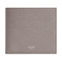 CELINE Triomphe Cow Leather Wallet Women's Pebble