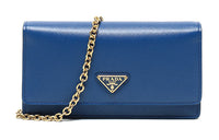 PRADA Cow Leather Handheld Crossbody Bag, Shoulder Bag Women's Blue