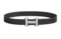 HERMES Leather Belts Women's Dark Gray/Dark Green
