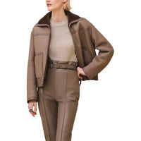 HERMES Leather Jacket Women's Brown